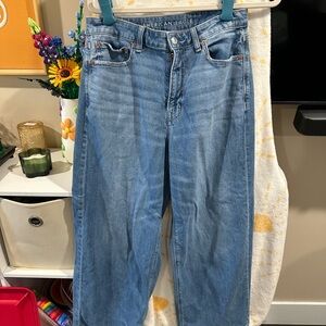 AE Dreamy Drape Stretch Super High-Waisted Baggy Wide-Leg Jean - 6 Short